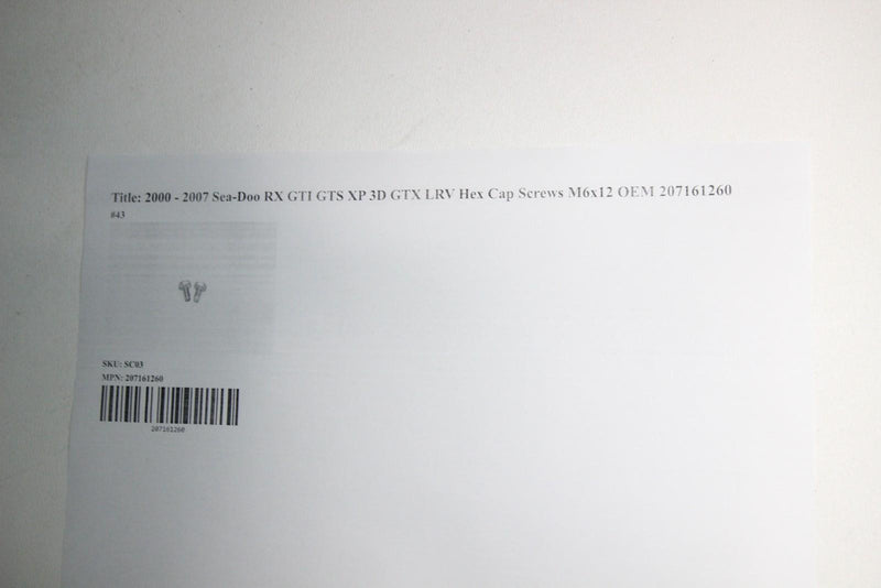 2000 - 2007 Sea-Doo RX GTI GTS XP 3D GTX LRV Hex Cap Screws M6x12 OEM 207161260